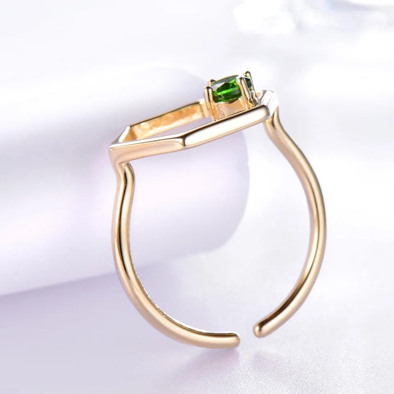 925 Sterling Silver Diopside Ring for Women