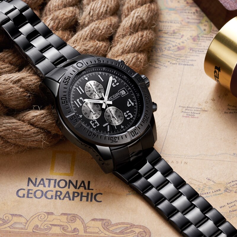 2018 MEGIR Mens Chronograph Casual Military Sports Watches Luxury Top Brand Quartz Wrist Watch Men Clock Male Relogio Masculino