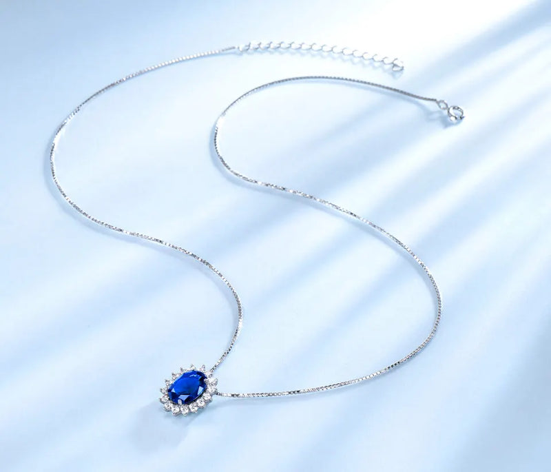 925 Sterling Silver Nano Blue Sapphire Jewelry Set for Women