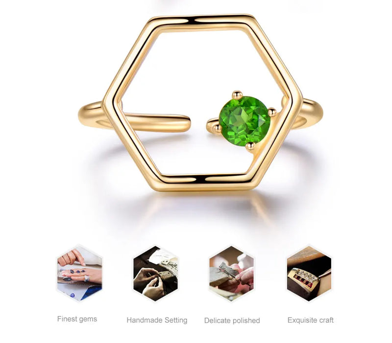 925 Sterling Silver Diopside Ring for Women