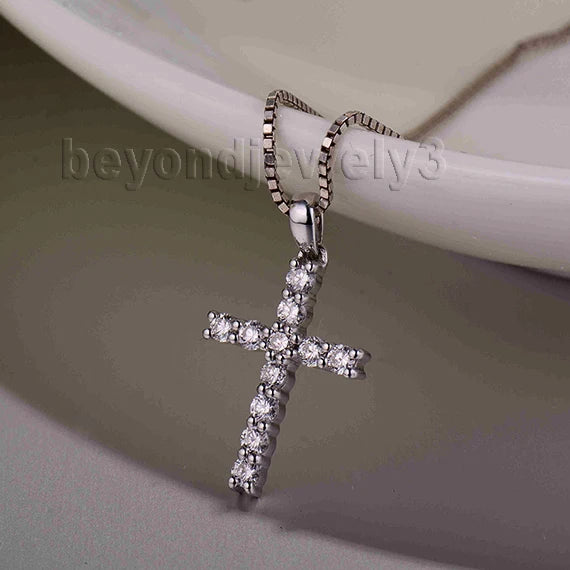 14K White Gold Natural Diamond Pendant for her