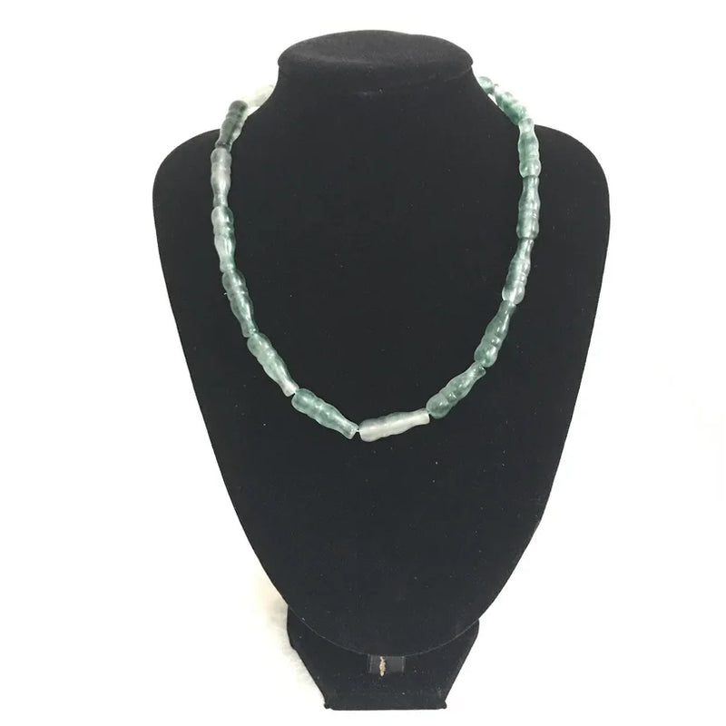 Silver 5*8MM Deep Green Emerald Faceted Choker Necklace for Women