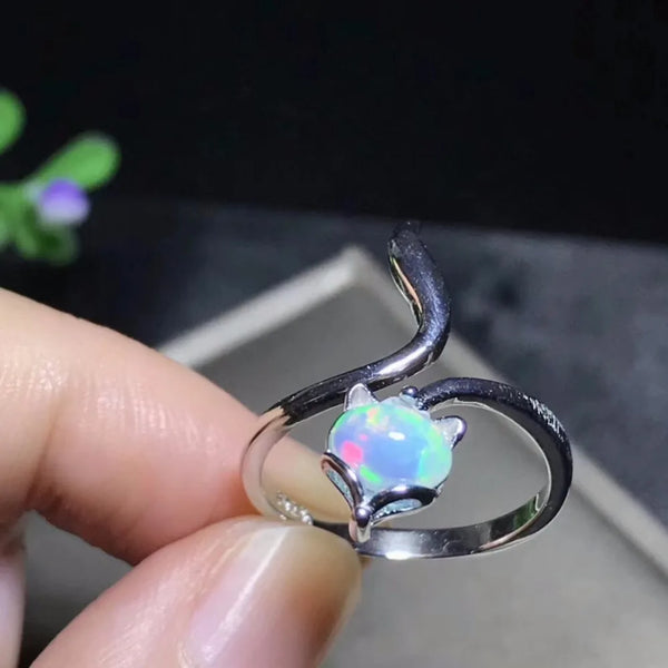 925 Silver Adjustable Size Opal Ring for Woman