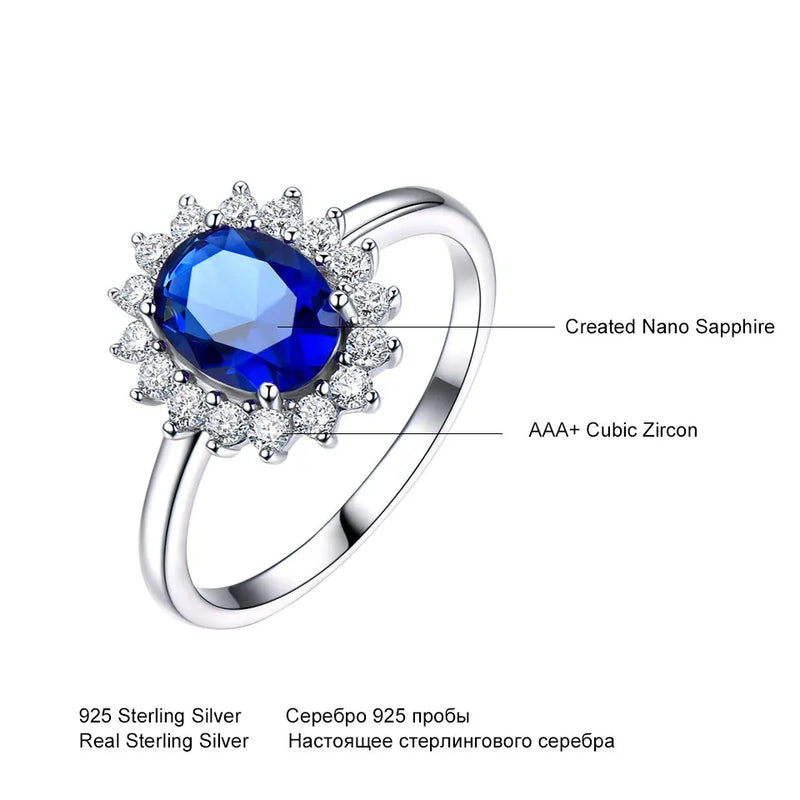 925 Sterling Silver Blue Sapphire Engagement Ring for Women