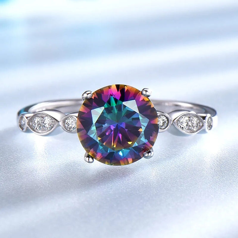 Sterling Silver Mystic Topaz Engagement Ring for Women