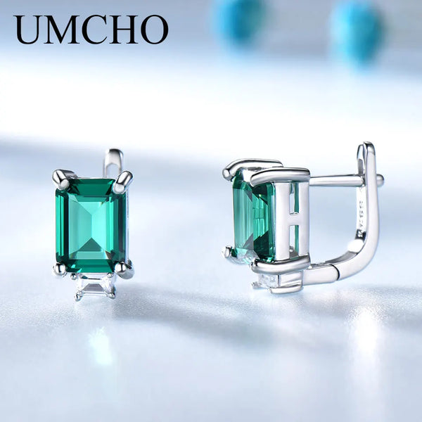 Sterling Silver 0.60 ctw Nano Emerald Clip Earrings for Her