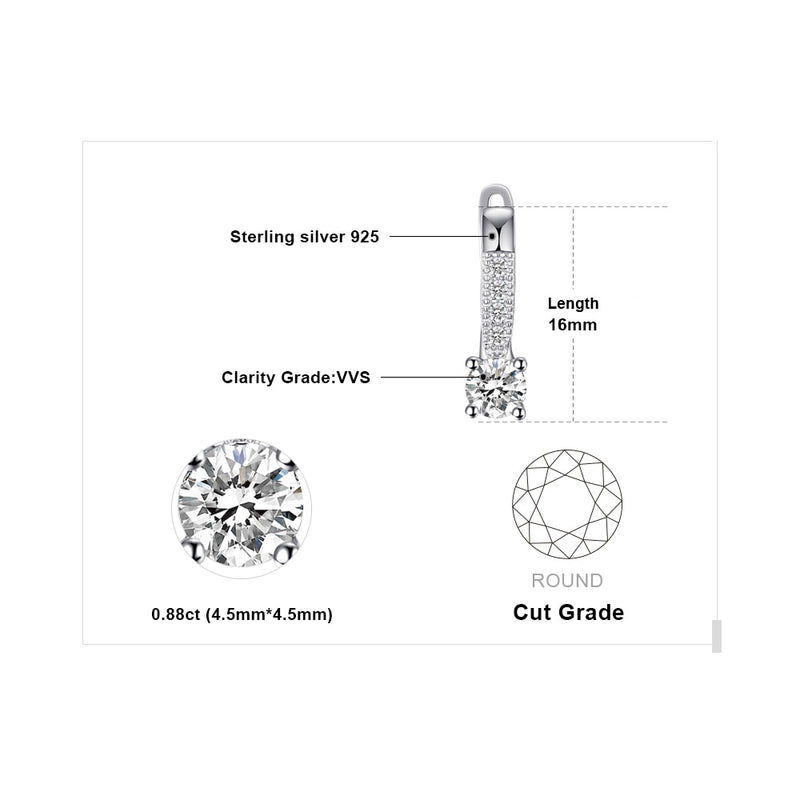 925 Sterling Silver Cubic Zirconia Clip Huggie Earrings for Women