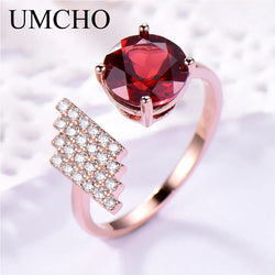 925 Sterling Silver Garnet Ring for Women