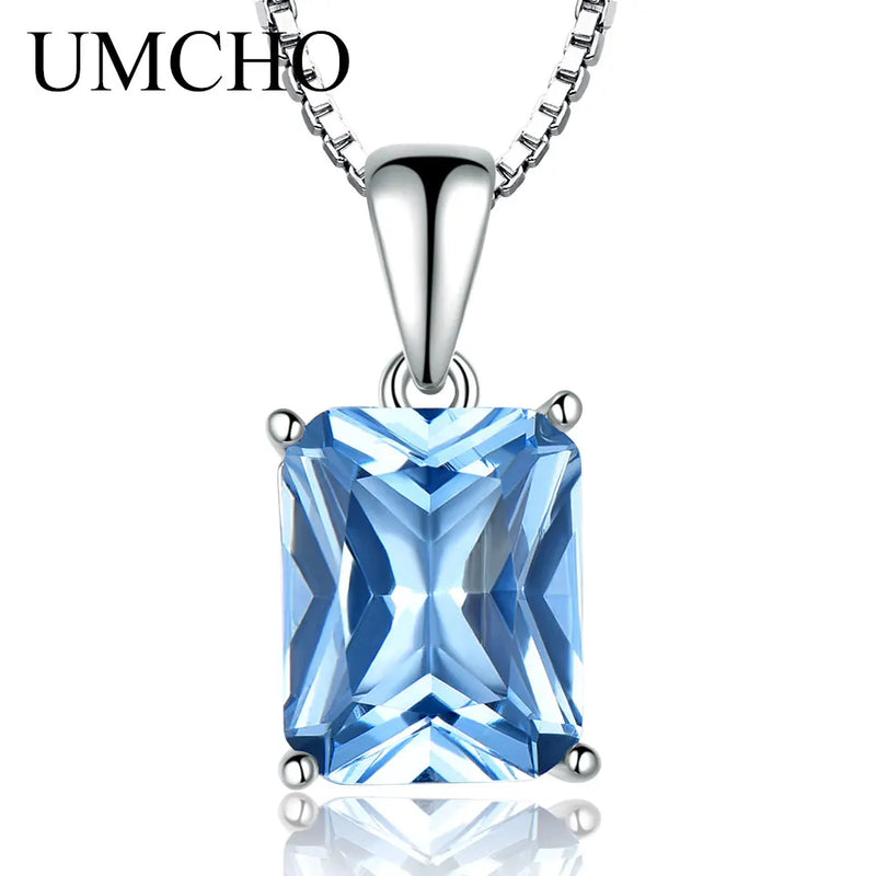 sterling silver nano blue topaz pendant necklace for women