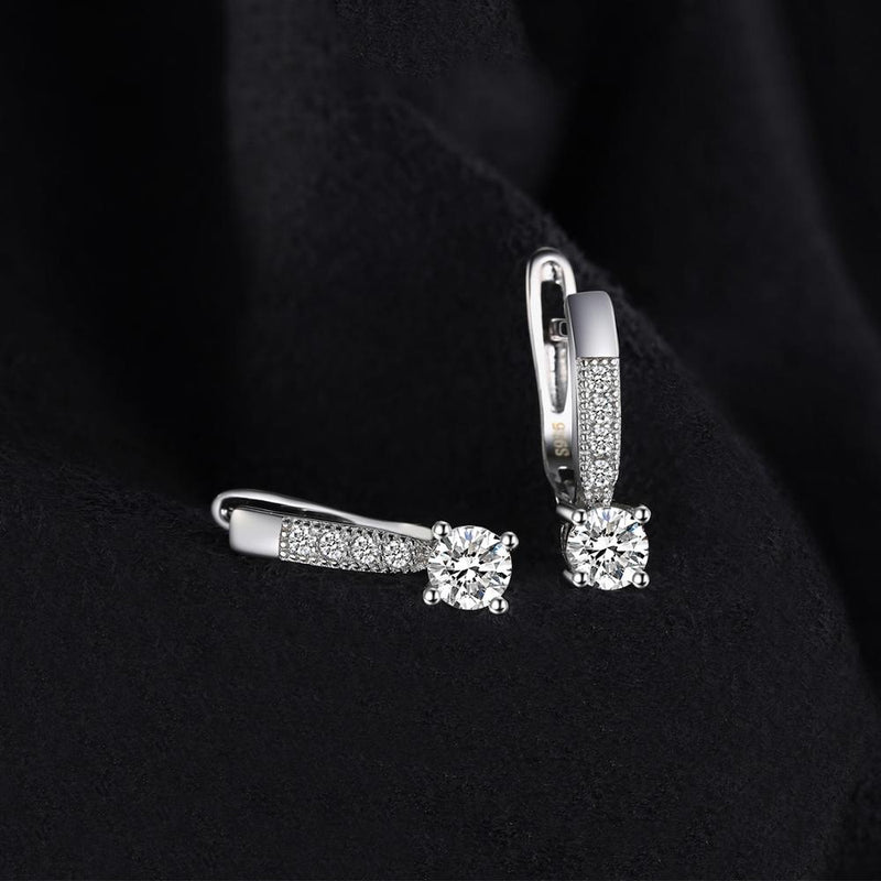 925 Sterling Silver Cubic Zirconia Clip Huggie Earrings for Women