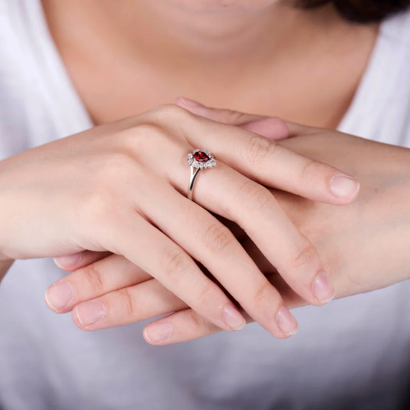 White Gold Ruby and Diamond Ring for Her