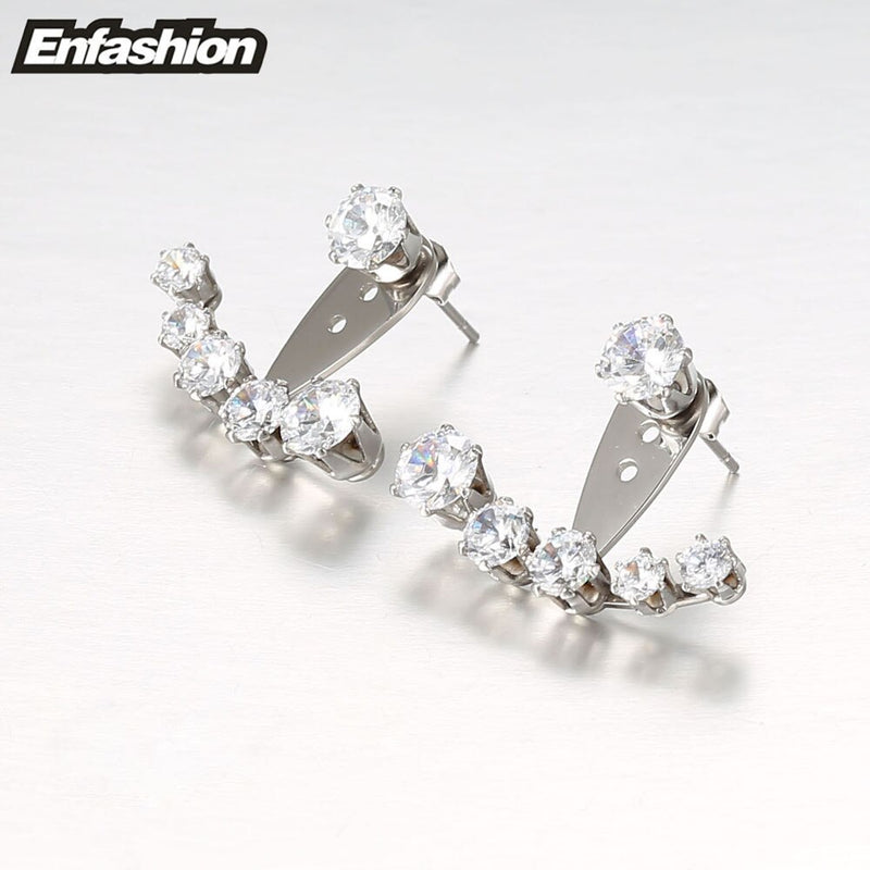 Enfashion Crystal Earrings Gold Color Zirconia Stone Stud Earrings Stainless Steel Earring For Women Jewelry Wholesale E5208