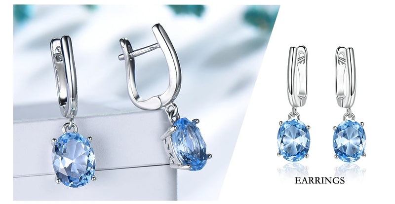 925 Sterling Silver Sky Blue Topaz Wedding Jewelry Set for Women