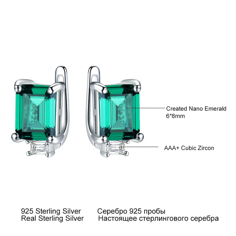 Sterling Silver 0.60 ctw Nano Emerald Clip Earrings for Her