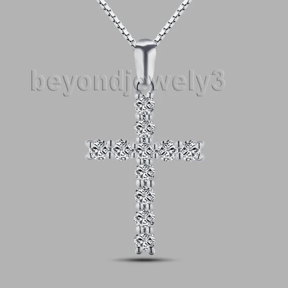 14K White Gold Natural Diamond Pendant for her