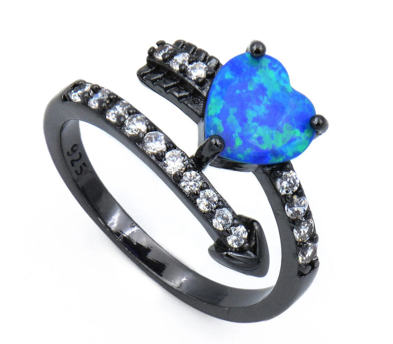 10kt Black Gold-Filled Crystal and Opal Cocktail Ring for Women