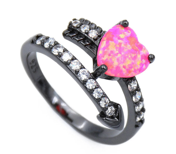 10kt Black Gold-Filled Crystal and Opal Cocktail Ring for Women