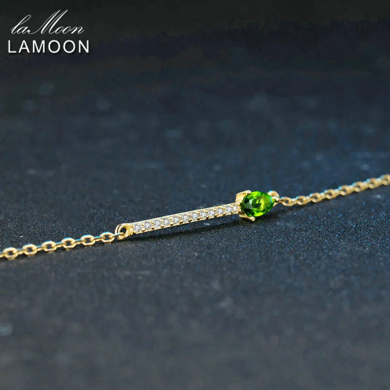 925 Sterling Silver Green Diopside Bracelet for woman