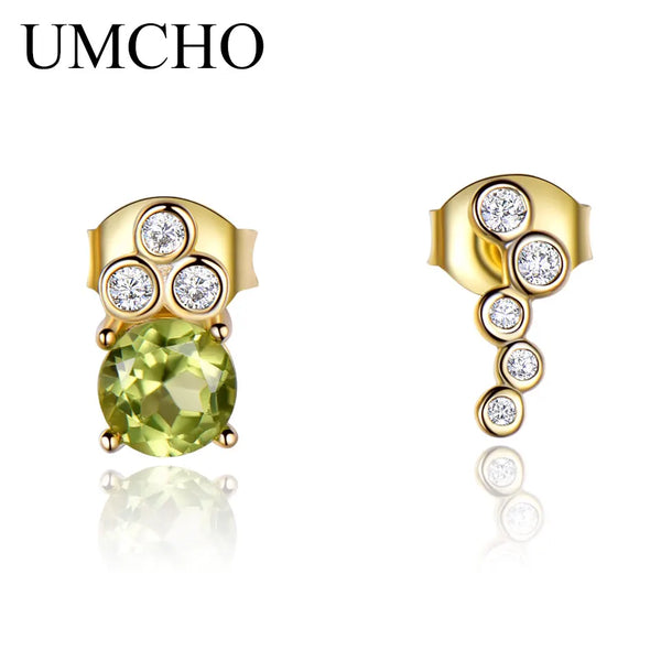 925 Sterling Silver Peridot Stud Earrings for Women