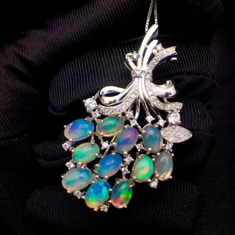 925 Silver Dual Purpose Pendant Brooch with Natural Opal Super Beautiful Natural Gemstone