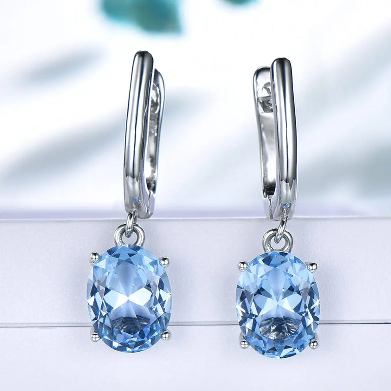 925 Sterling Silver Sky Blue Topaz Wedding Jewelry Set for Women