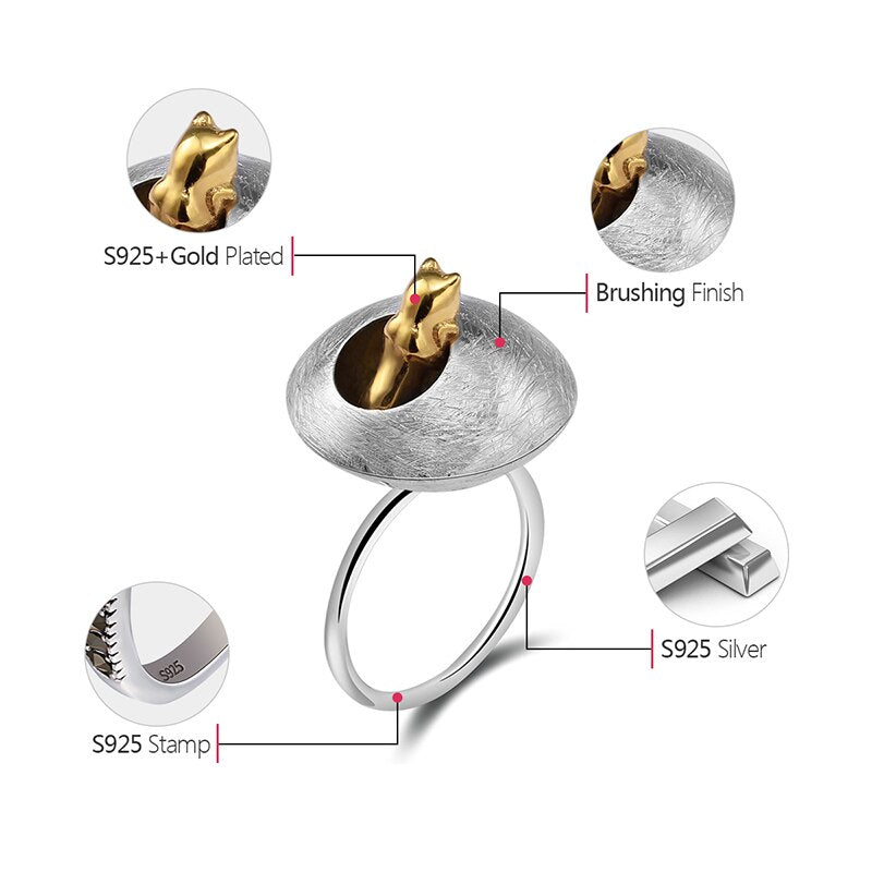 Sterling Silver Cats Life Rings for Women