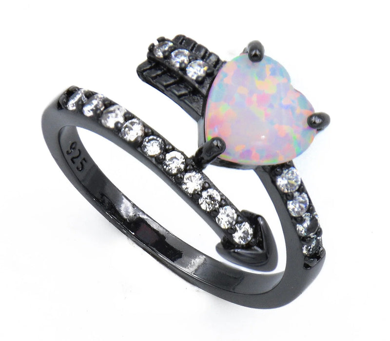 10kt Black Gold-Filled Crystal and Opal Cocktail Ring for Women