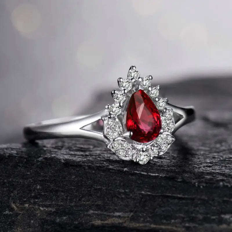 White Gold Ruby and Diamond Ring for Her