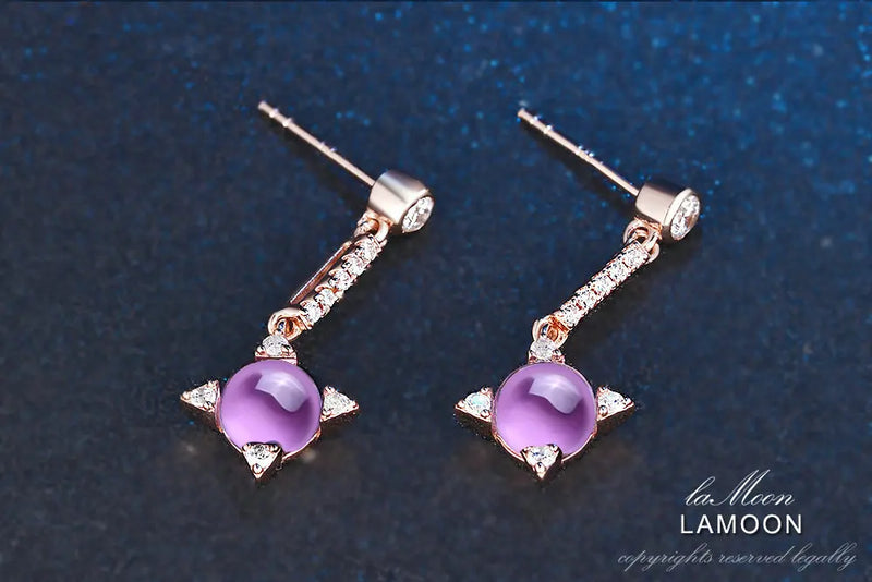 925 Sterling Silver Rose Gold Amethyst Jewelry Set for Women