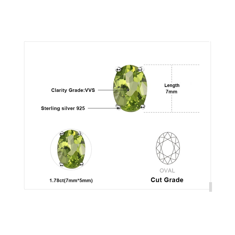 925 Sterling Silver Green Peridot Stud Earrings for Women