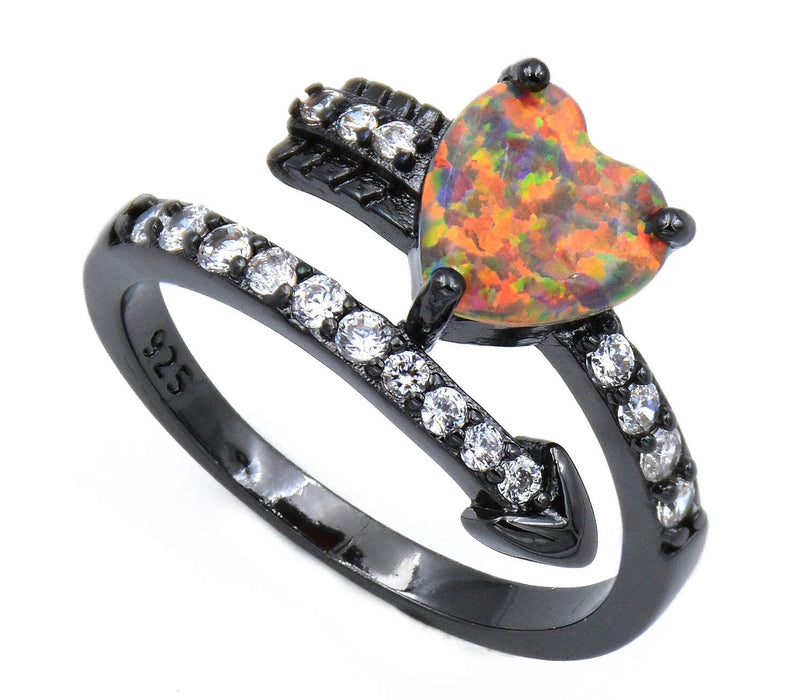 10kt Black Gold-Filled Crystal and Opal Cocktail Ring for Women