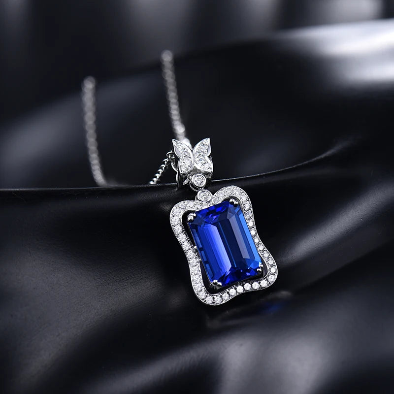 18Kt Au750 White Gold Tanzanite Diamond Pendant for Women