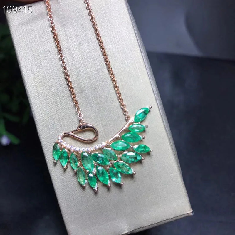 925 Sterling Silver Fine Emerald Necklace, Colombia, Natural Emerald, Luxury Brand, Professional Jewelry Supplier