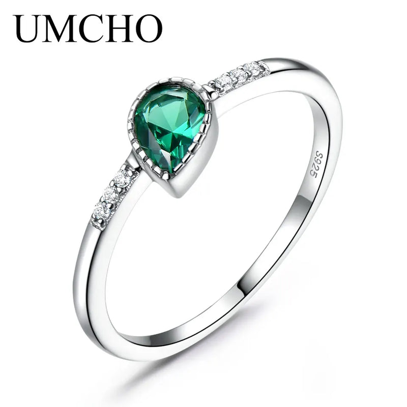 925 Sterling Silver Emerald Engagement Wedding Rings for Women