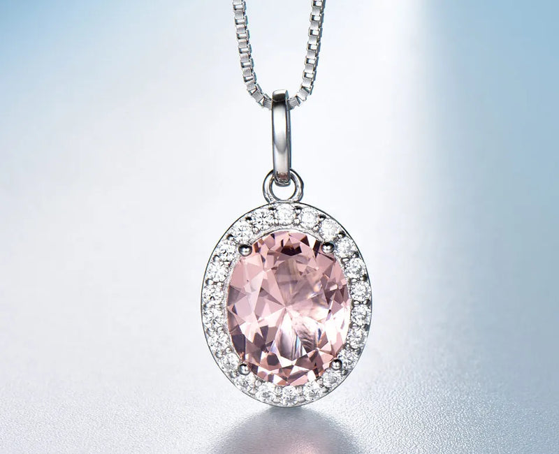 925 Sterling Silver Pink Sapphire Morganite Pendant for Women