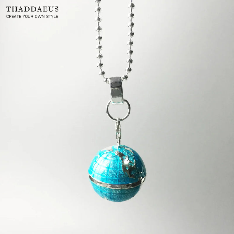 Sterling Silver Globe Pendant Necklace for Men & Women