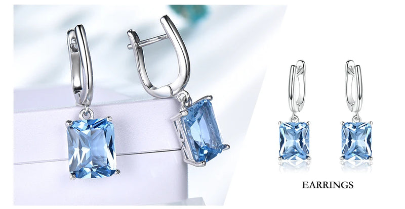 925 Sterling Silver Sky Blue Topaz Jewelry Set for Women