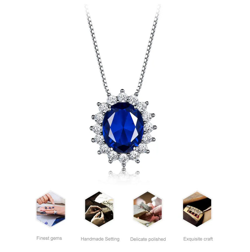 925 Sterling Silver Nano Blue Sapphire Jewelry Set for Women