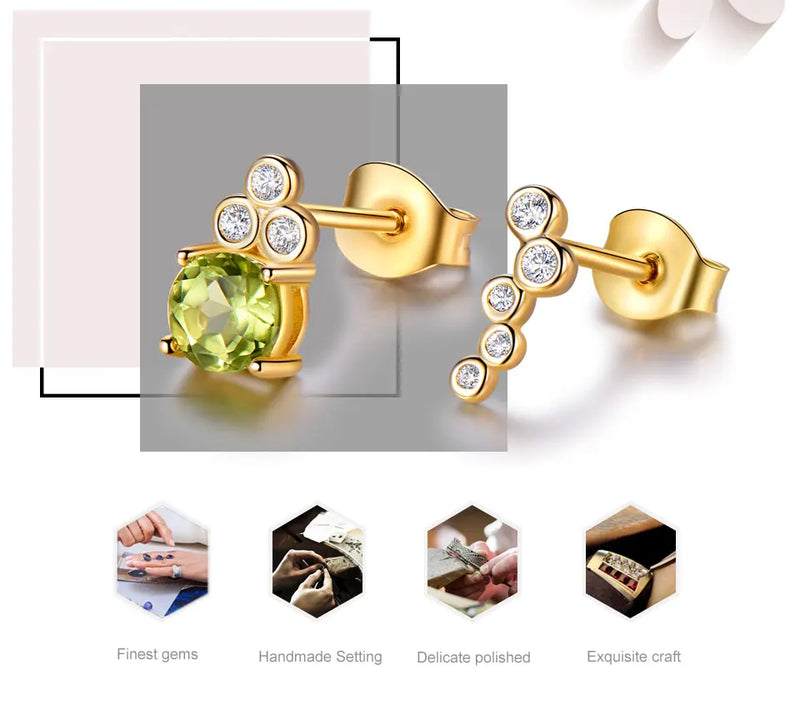 925 Sterling Silver Peridot Stud Earrings for Women