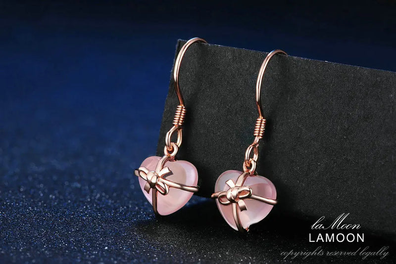 925 Sterling Silver Rose Gold Vermeil Rose Quartz Jewelry Set For Women