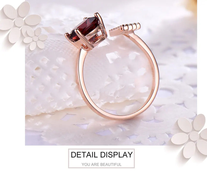 925 Sterling Silver Garnet Ring for Women