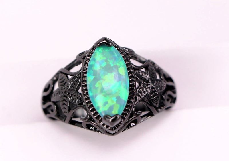 Gold Filled Dark Multi Colors Opal Cocktail Ring for Women