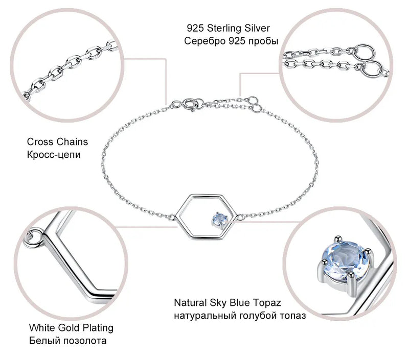 Sterling Silver Blue Topaz Bracelet for Women