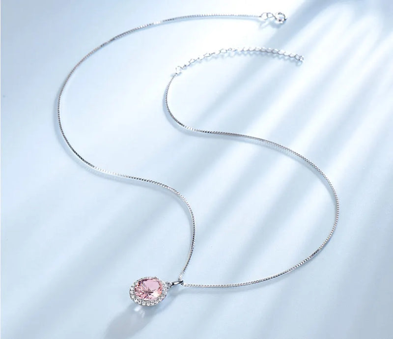 925 Sterling Silver Pink Sapphire Morganite Pendant for Women