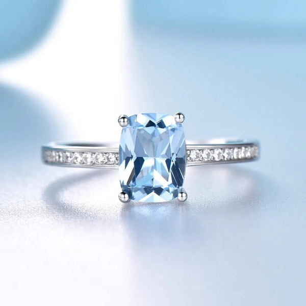 925 Sterling Silver Sky Blue Topaz Solitaire Ring for Women