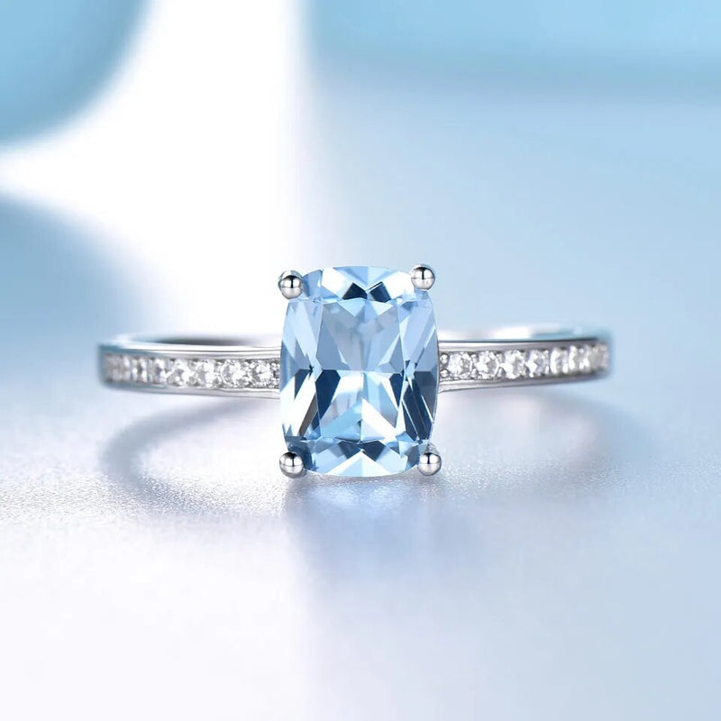 925 Sterling Silver Sky Blue Topaz Solitaire Ring for Women