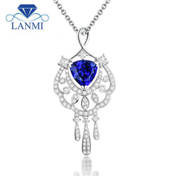 18kt White Gold Tanzanite Diamond Pendant for Women