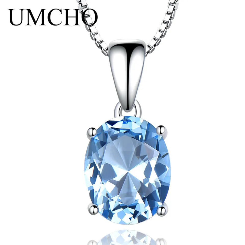 925 Sterling Silver Gemstone Pendant Necklace for Women