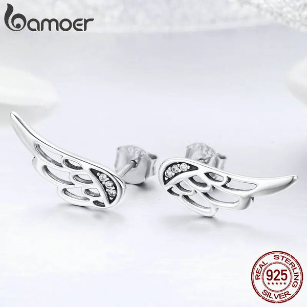 Sterling Silver Feather Stud Earrings for Women