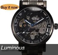 Golden Rectangle Dial Hollow Skeleton Mechanical Watch for Men